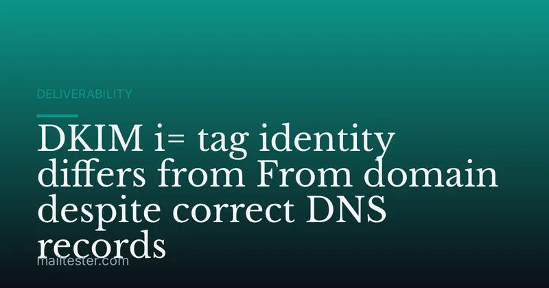 DKIM i= tag identity differs from From domain despite correct DNS records