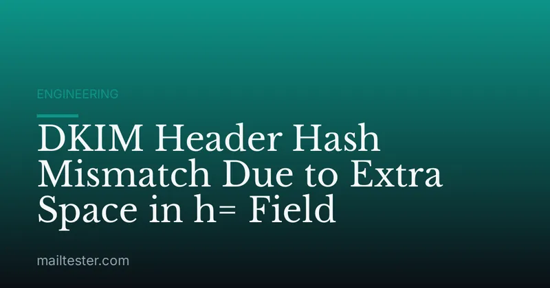 DKIM Header Hash Mismatch Due to Extra Space in h= Field