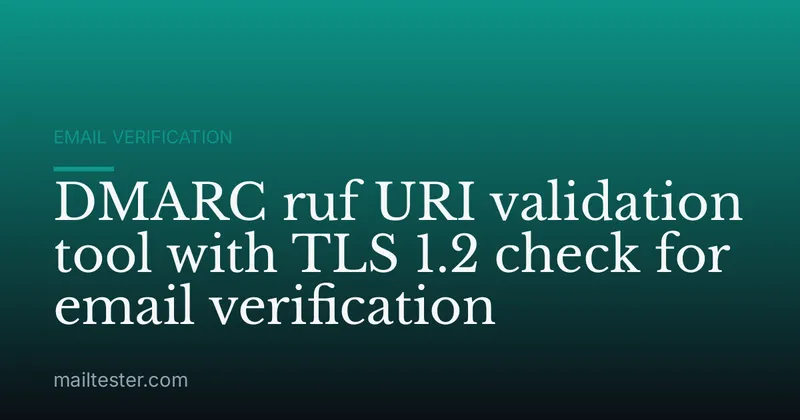 DMARC ruf URI validation tool with TLS 1.2 check for email verification