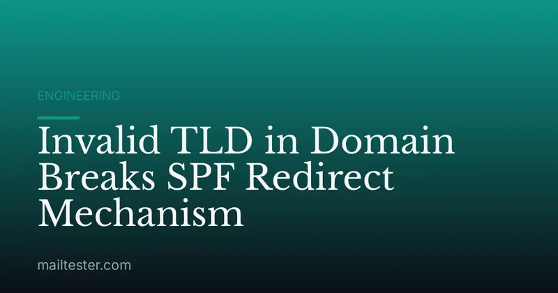 Invalid TLD in Domain Breaks SPF Redirect Mechanism