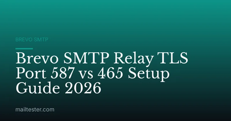 Brevo SMTP Relay TLS Port 587 vs 465 Setup Guide 2026