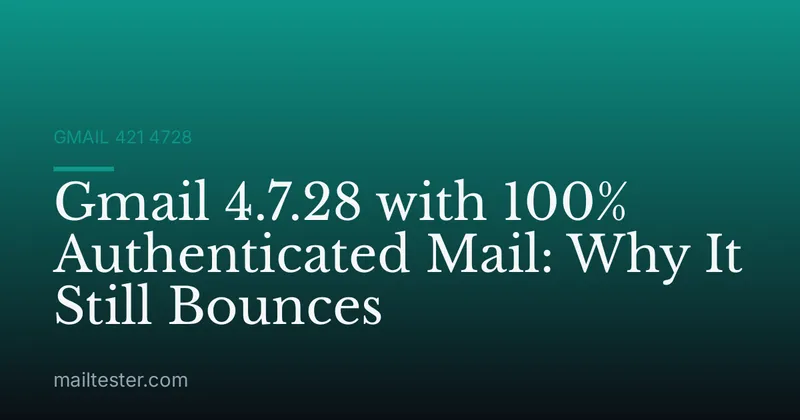 Gmail 4.7.28 with 100% Authenticated Mail: Why It Still Bounces