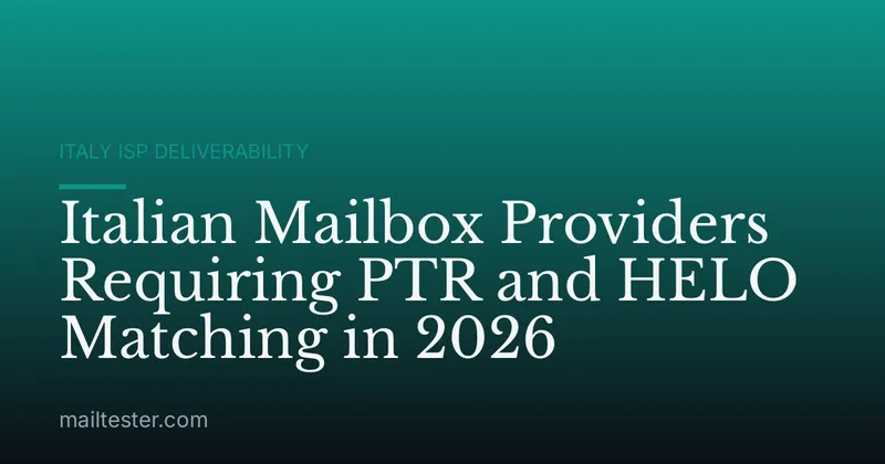 Italian Mailbox Providers Requiring PTR and HELO Matching in 2026